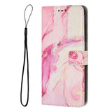 EIDERWOOD Samsung Galaxy S25 Ultra Marmormönstrat Konstläder Flip Fodral m. Rem - Rosa