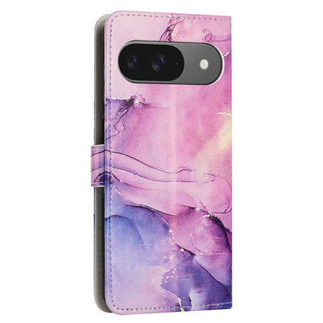 EIDERWOOD Google Pixel 10 / 10 Pro / 9 / 9 Pro Marmor Konstläder Flip Fodral m. Rem - Lila