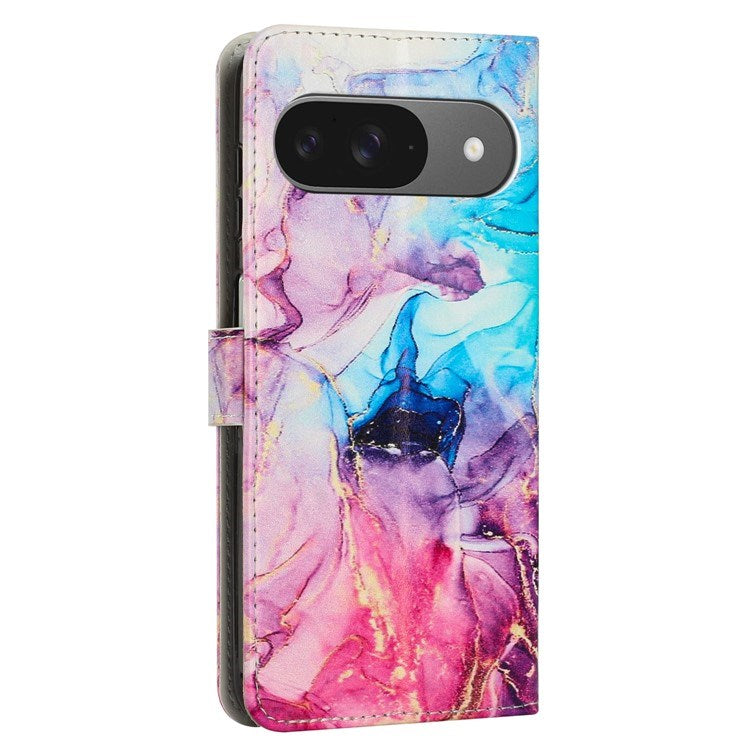EIDERWOOD Google Pixel 10 / 10 Pro / 9 / 9 Pro Marmor Konstläder Flip Fodral m. Rem - Rosa / Lila