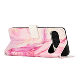 EIDERWOOD Google Pixel 10 Pro XL / 9 Pro XL Marmormönstrat Konstläder Flip Fodral m. Rem - Rosa