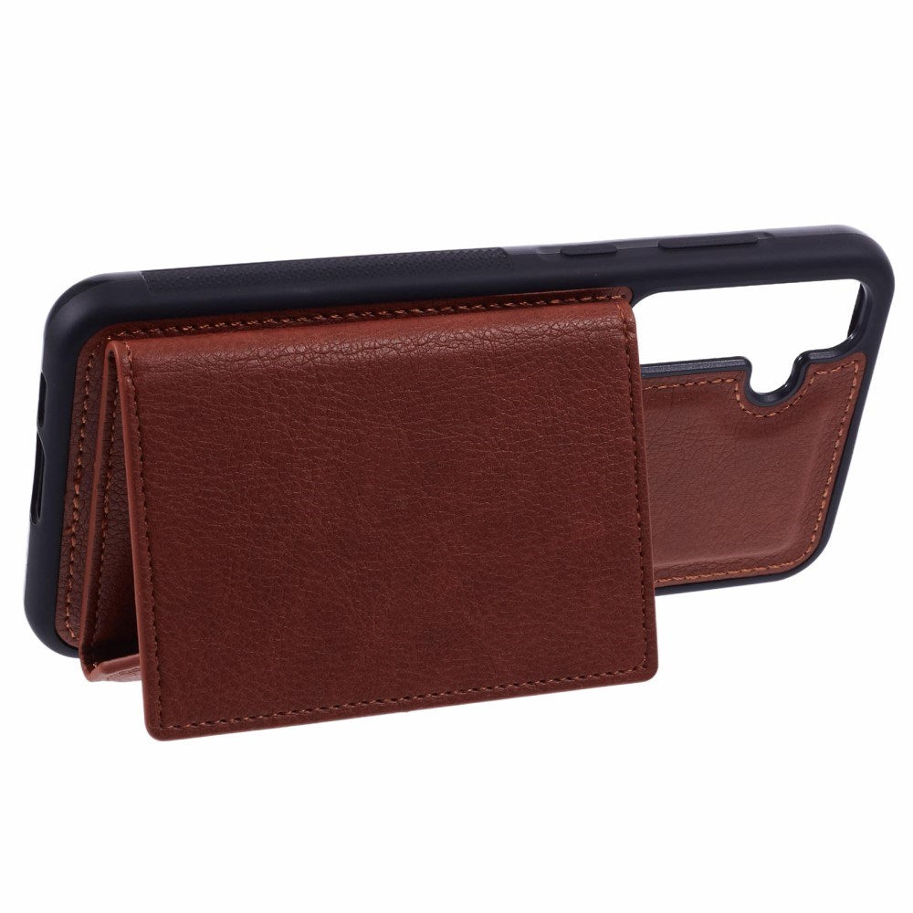 EIDERWOOD Samsung Galaxy S25 2-i-1 Konstläder Skal m. Korthållare & Ställfunktion - Brun