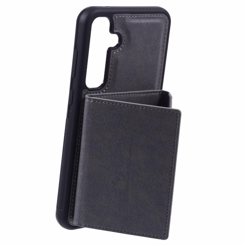 EIDERWOOD Samsung Galaxy S25 2-i-1 Konstläder Skal m. Korthållare & Ställfunktion - Grå