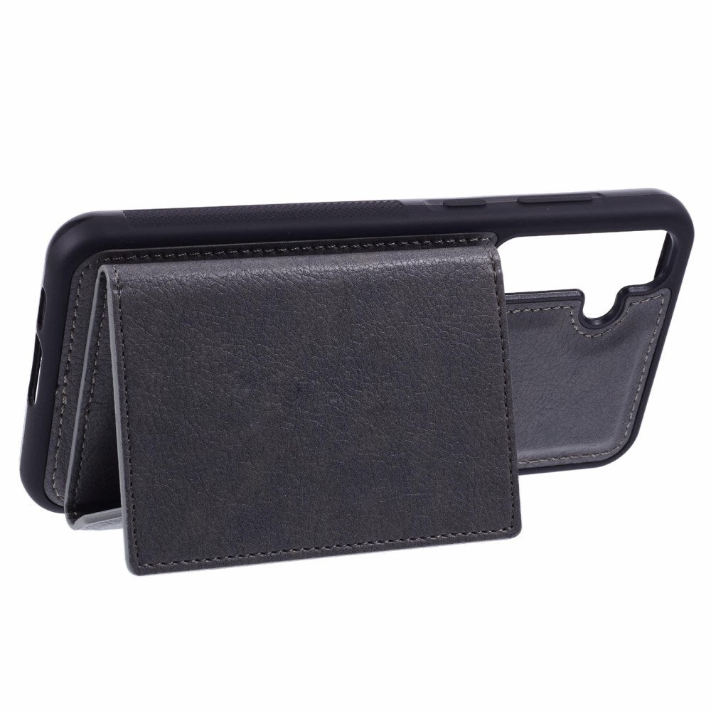 EIDERWOOD Samsung Galaxy S25 2-i-1 Konstläder Skal m. Korthållare & Ställfunktion - Grå