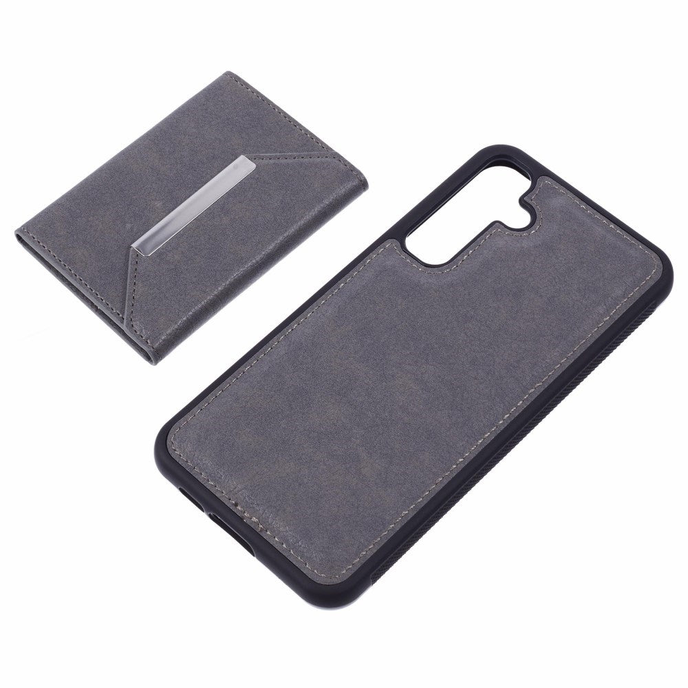 EIDERWOOD Samsung Galaxy S25 2-i-1 Konstläder Skal m. Korthållare & Ställfunktion - Grå