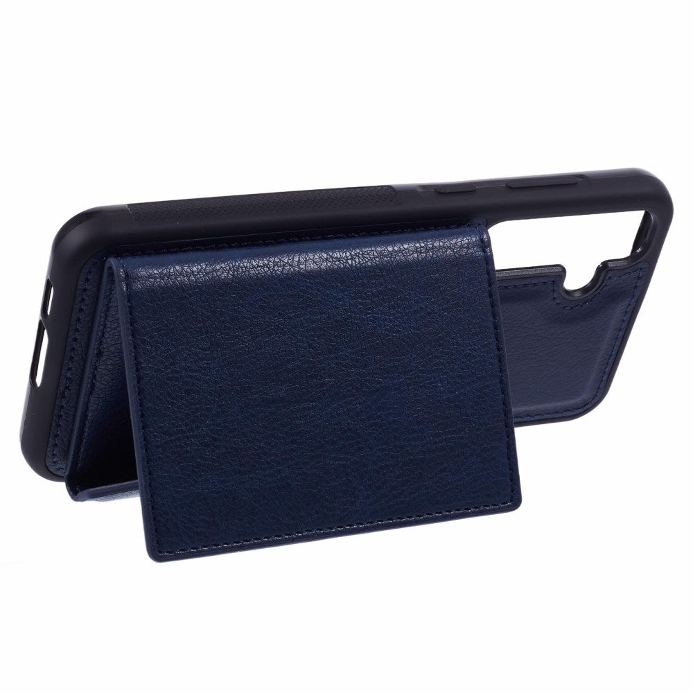 EIDERWOOD Samsung Galaxy S25 2-i-1 Konstläder Skal m. Korthållare & Ställfunktion - Blå