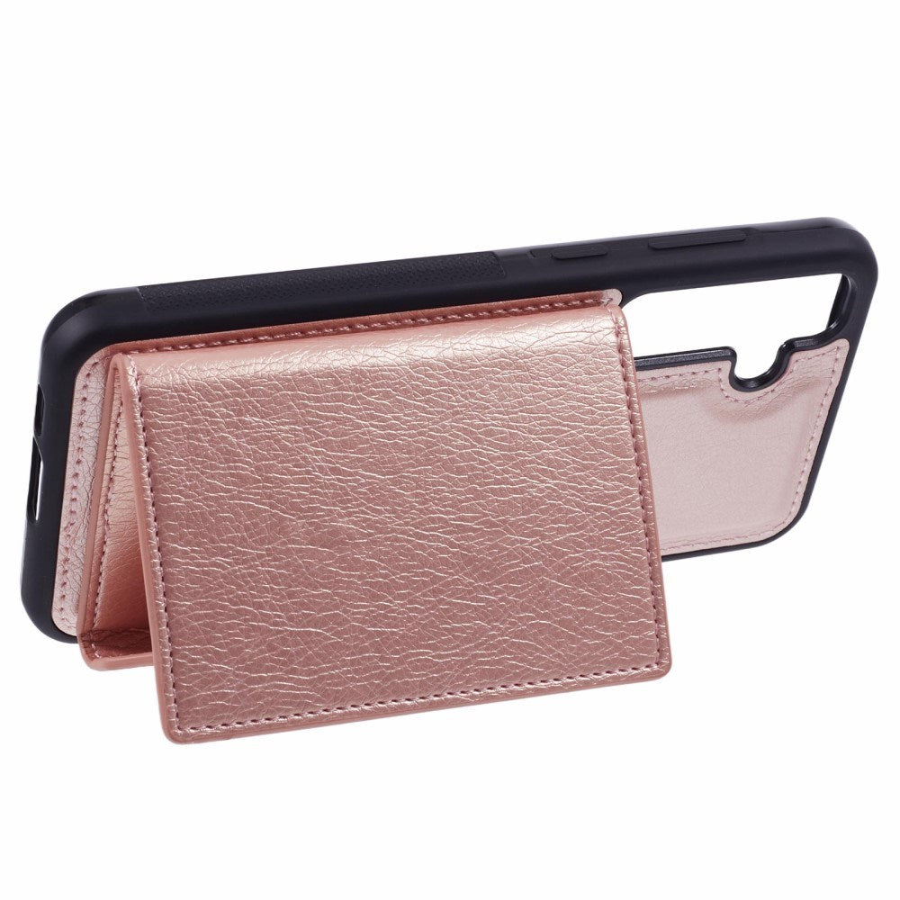 EIDERWOOD Samsung Galaxy S25 2-i-1 Konstläder Skal m. Korthållare & Ställfunktion - Rosa