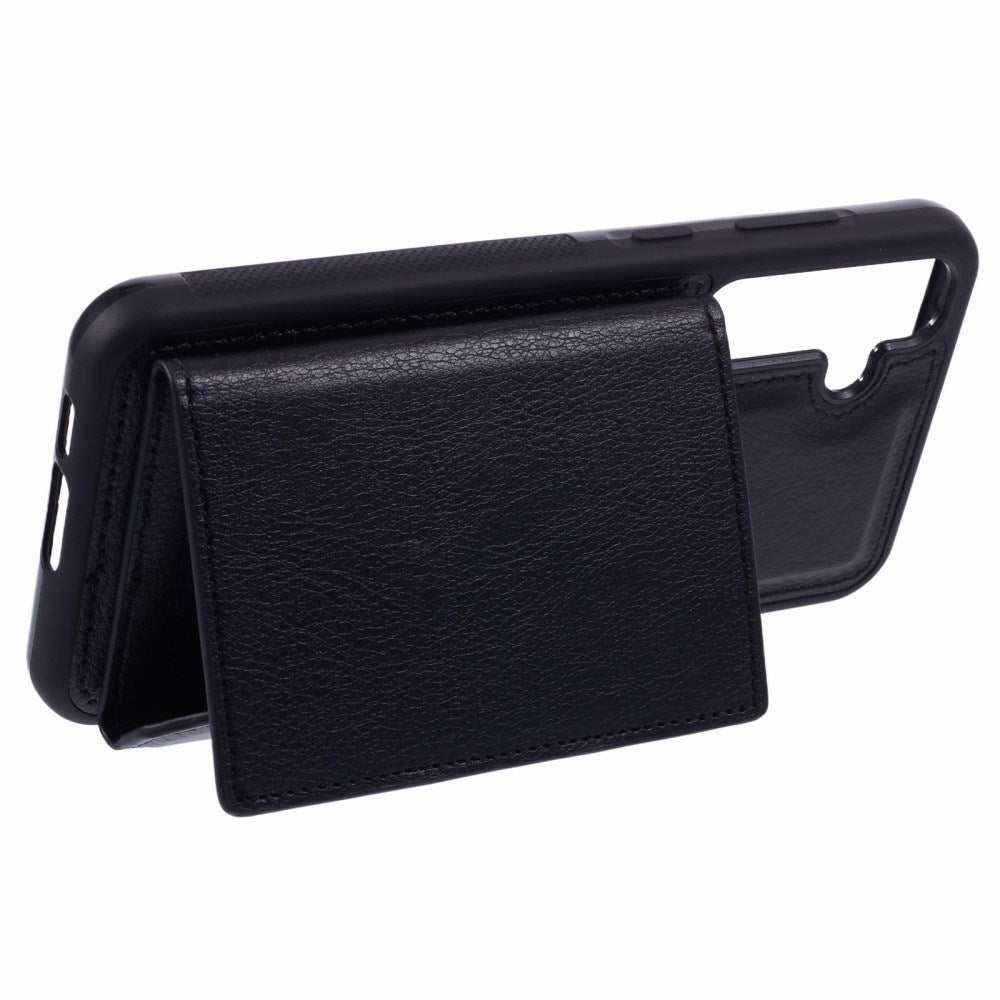 EIDERWOOD Samsung Galaxy S25 2-i-1 Konstläder Skal m. Korthållare & Ställfunktion - Svart