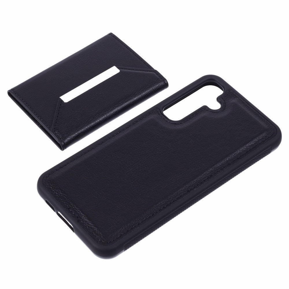 EIDERWOOD Samsung Galaxy S25 2-i-1 Konstläder Skal m. Korthållare & Ställfunktion - Svart