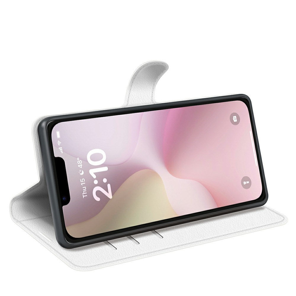 EIDERWOOD iPhone 16e Konstläder Flip Fodral m. Korthållare & Ställfunktion - Vit