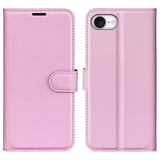 EIDERWOOD iPhone 16e Konstläder Flip Fodral m. Korthållare & Ställfunktion - Rosa