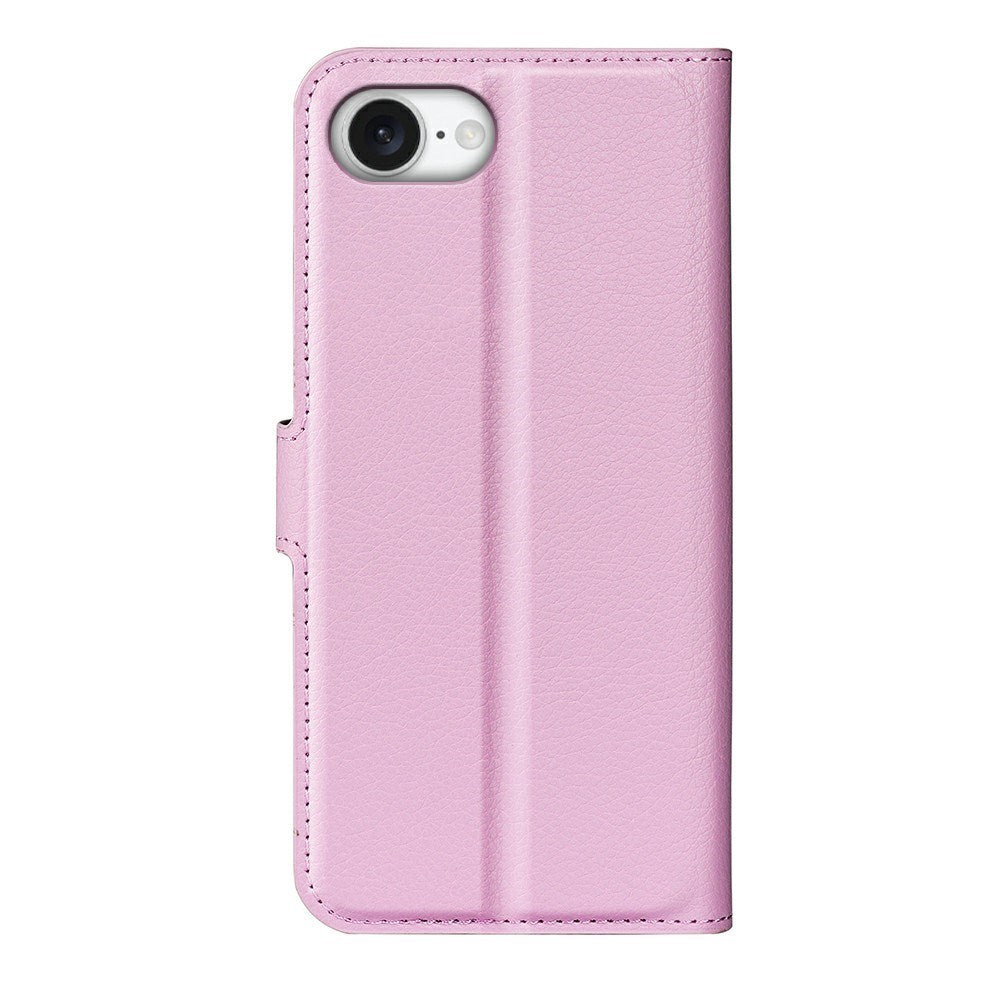 EIDERWOOD iPhone 16e Konstläder Flip Fodral m. Korthållare & Ställfunktion - Rosa