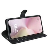 EIDERWOOD iPhone 16e Konstläder Flip Fodral m. Korthållare & Ställfunktion - Svart