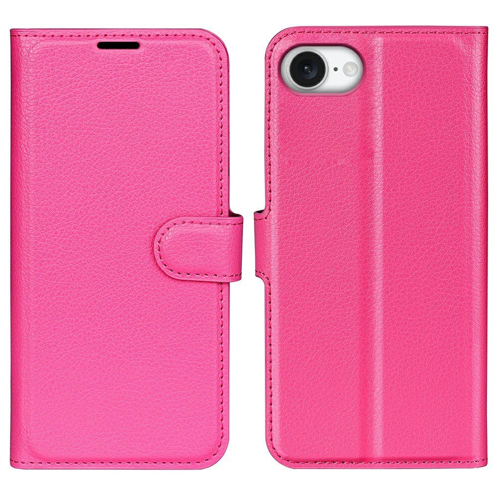EIDERWOOD iPhone 16e Konstläder Flip Fodral m. Korthållare & Ställfunktion - Pink