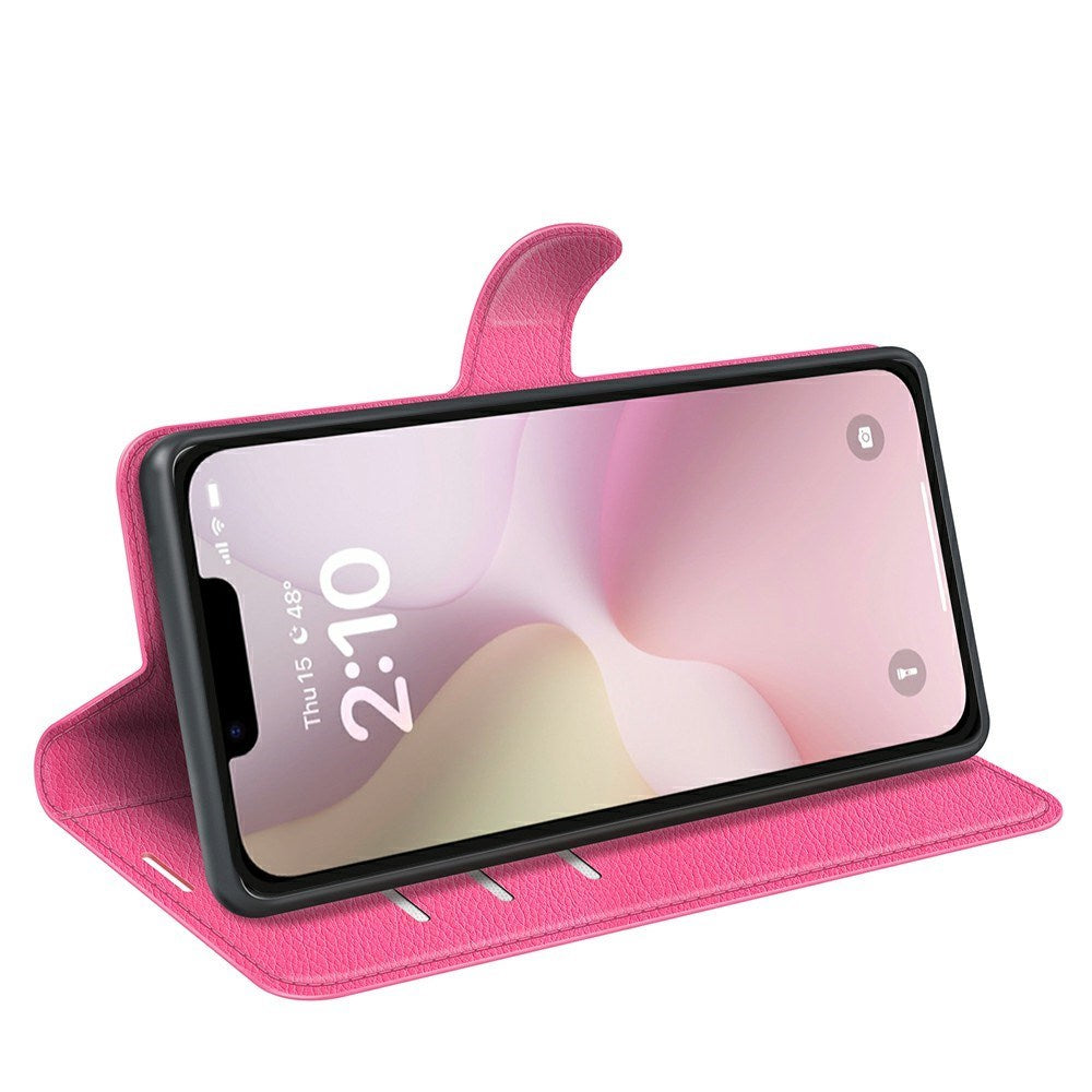 EIDERWOOD iPhone 16e Konstläder Flip Fodral m. Korthållare & Ställfunktion - Pink