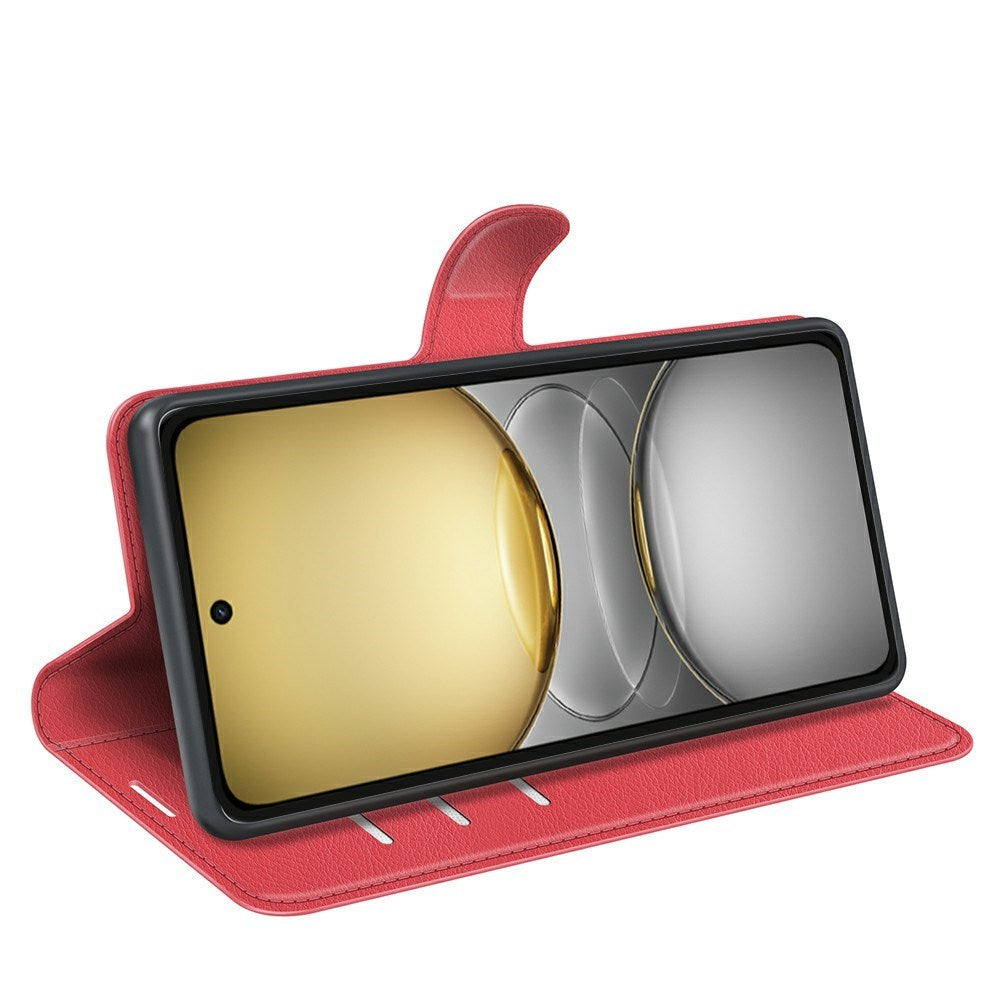 EIDERWOOD Realme C75 Konstläder Flip Fodral m. Korthållare & Ställfunktion - Röd