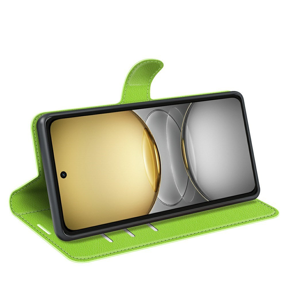 EIDERWOOD Realme C75 Konstläder Flip Fodral m. Korthållare & Ställfunktion - Grön