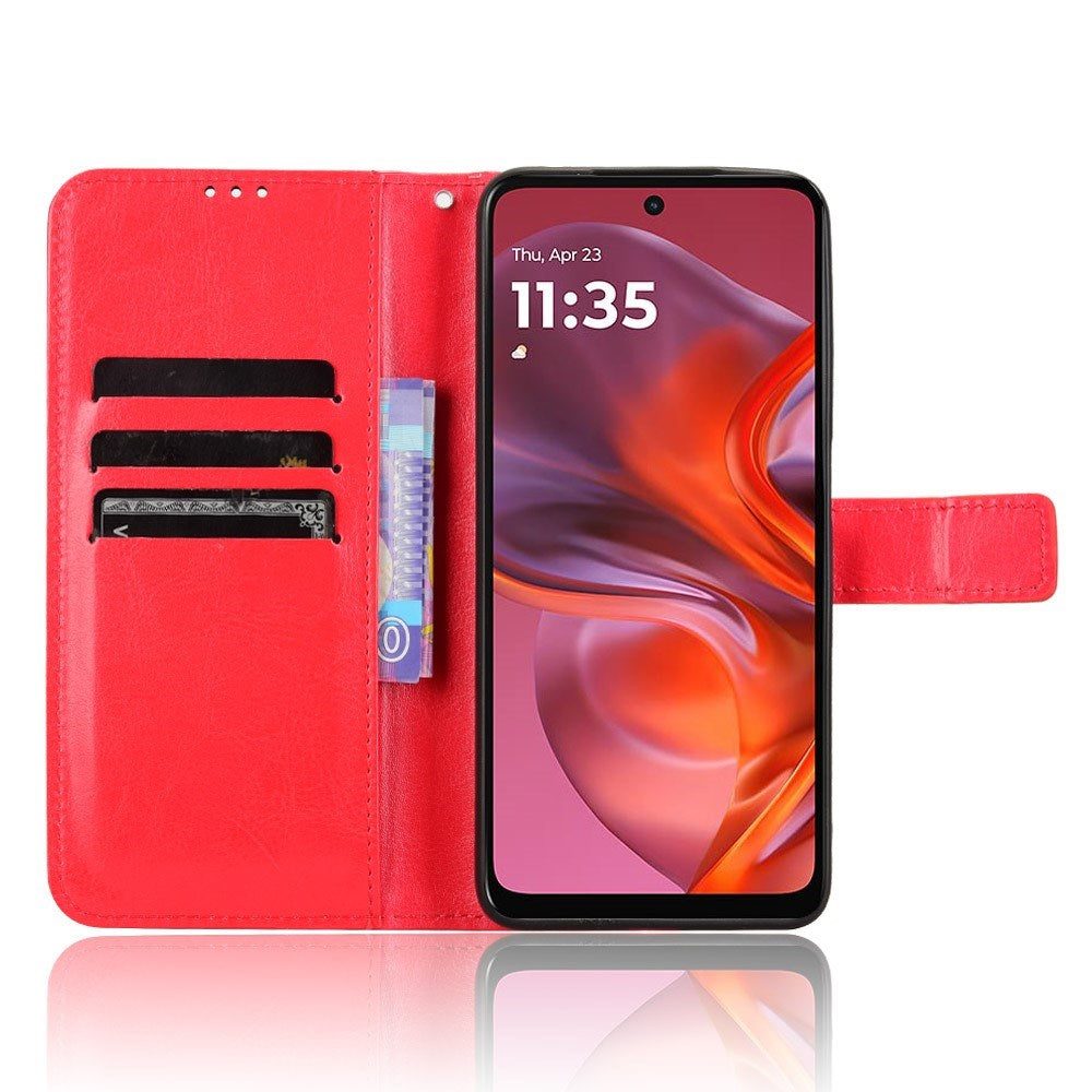 EIDERWOOD Motorola Moto G05 / E15 Konstläder Flip Fodral m. Rem - Röd