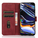 Xiaomi Redmi Note 14 (5G) KHAZNEH Konstläder Flip Fodral m. Korthållare & Ställfunktion - Röd
