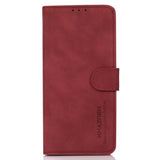 Xiaomi Redmi Note 14 (5G) KHAZNEH Konstläder Flip Fodral m. Korthållare & Ställfunktion - Röd