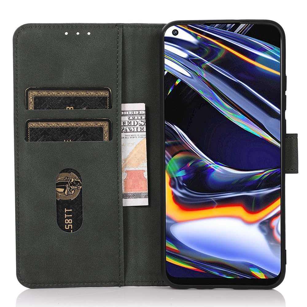 Xiaomi Redmi Note 14 (5G) KHAZNEH Konstläder Flip Fodral m. Korthållare & Ställfunktion - Grön