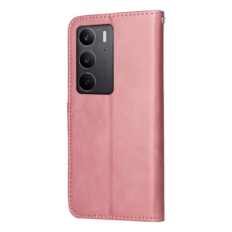 EIDERWOOD Realme 14X (5G) / C75 Konstläder Flip Fodral m. Rem - Rosa