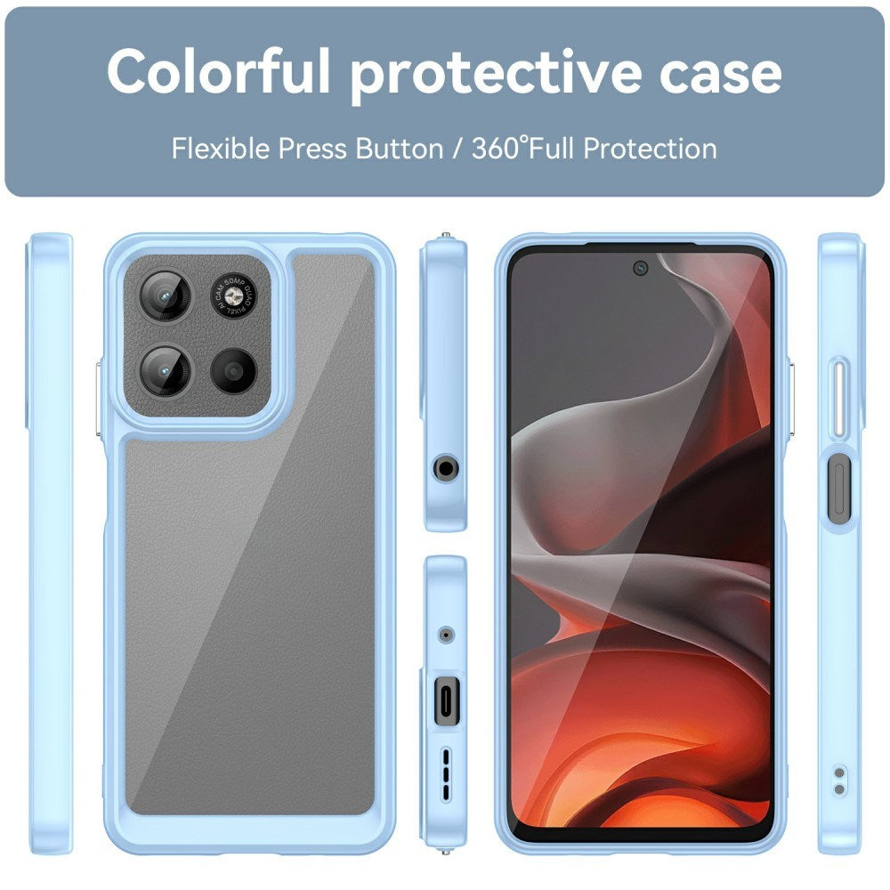 EIDERWOOD Motorola Moto G15 / G05 / E15 Hybrid Plast Skal - Genomskinlig / Blå Kant