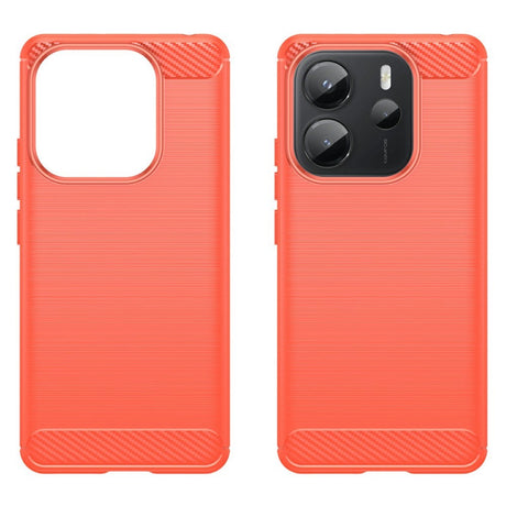 EIDERWOOD Xiaomi Redmi Note 14 (4G) Brushed Carbon Fiber Flexibelt Plast Skal - Röd