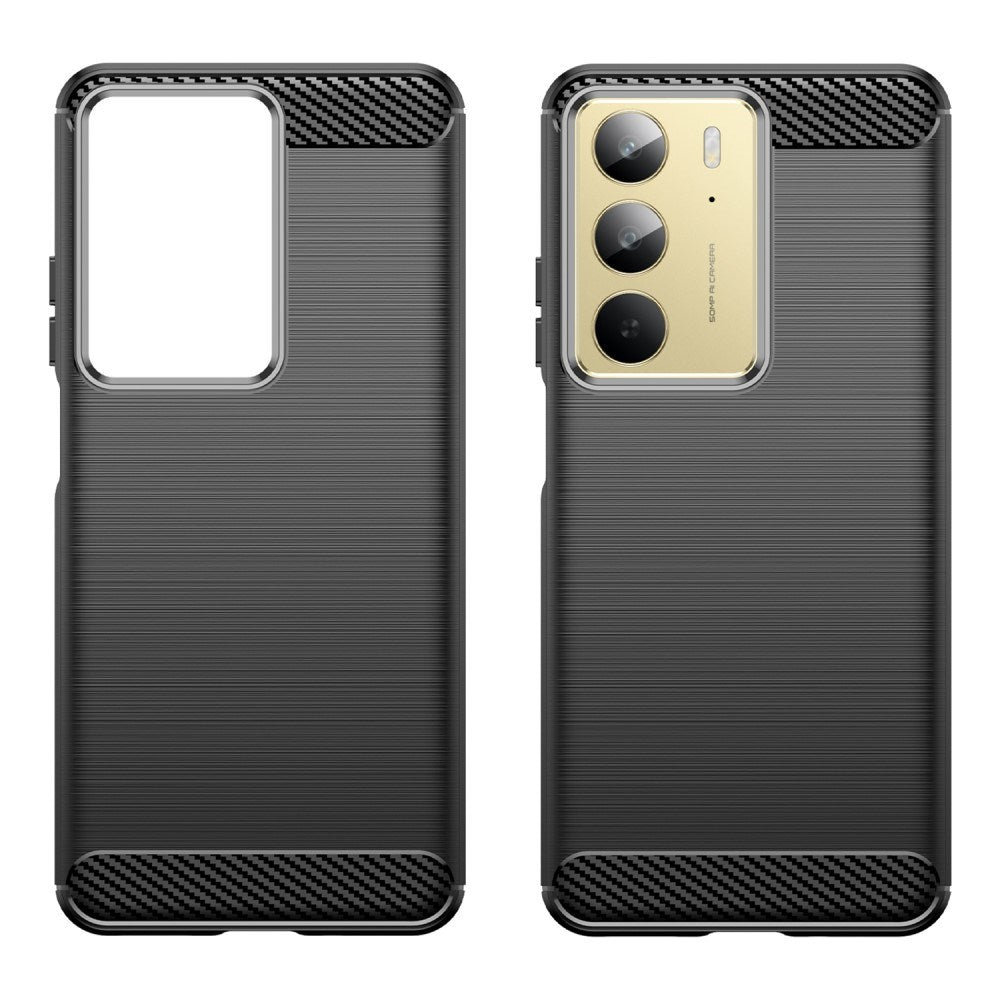 EIDERWOOD Realme C75 Brushed Carbon Fiber Flexibelt Plast Skal - Svart