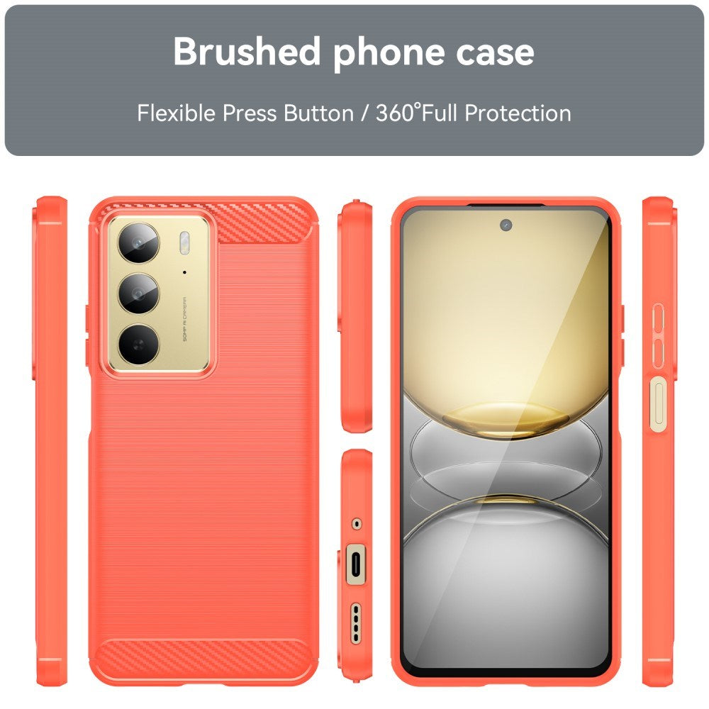 EIDERWOOD Realme C75 Brushed Carbon Fiber Flexibelt Plast Skal - Röd