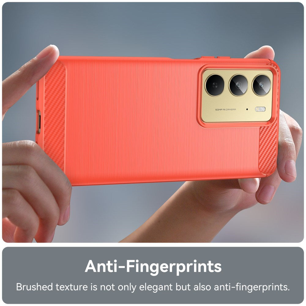 EIDERWOOD Realme C75 Brushed Carbon Fiber Flexibelt Plast Skal - Röd