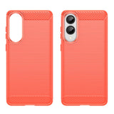 EIDERWOOD Samsung Galaxy S25 Edge Brushed Carbon Fiber Flexibelt Plast Skal - Röd