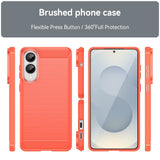 EIDERWOOD Samsung Galaxy S25 Edge Brushed Carbon Fiber Flexibelt Plast Skal - Röd