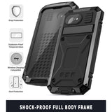 iPhone 17e / 16e R-JUST Hybrid Robust Skal m. Inbyggt Skärmskydd & Kickstand - Svart