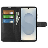 EIDERWOOD Samsung Galaxy S25 Edge Litchi Konstläder Fodral med Plånbok - Svart