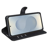 EIDERWOOD Samsung Galaxy S25 Edge Litchi Konstläder Fodral med Plånbok - Svart