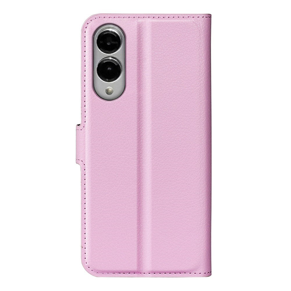 EIDERWOOD Samsung Galaxy S25 Edge Litchi Konstläder Fodral med Plånbok - Rosa