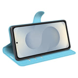 EIDERWOOD Samsung Galaxy S25 Edge Litchi Konstläder Fodral med Plånbok - Blå