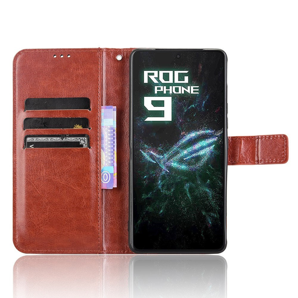 EIDERWOOD Asus ROG Phone 9 (5G) / 9 Pro (5G) Konstläder Flip Fodral m. Korthållare & Ställfunktion - Brun