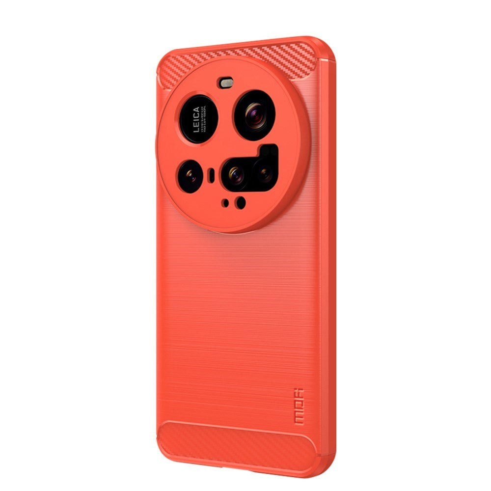 Mofi Xiaomi 15 Ultra Brushed Carbon Fiber Plast Skal - Röd