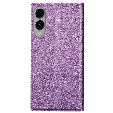 EIDERWOOD Samsung Galaxy S25 Edge Konstläder Flip Fodral med Plånbok - Glitter - Lilla