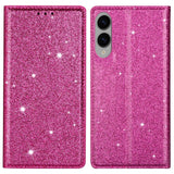 EIDERWOOD Samsung Galaxy S25 Edge Konstläder Flip Fodral med Plånbok - Glitter - Rosa