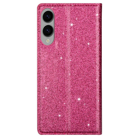 EIDERWOOD Samsung Galaxy S25 Edge Konstläder Flip Fodral med Plånbok - Glitter - Rosa