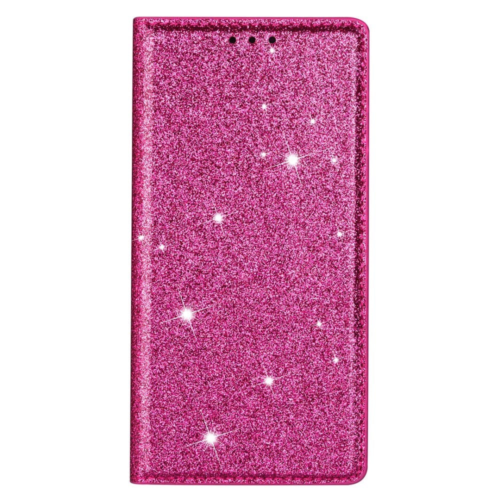 EIDERWOOD Samsung Galaxy S25 Edge Konstläder Flip Fodral med Plånbok - Glitter - Rosa