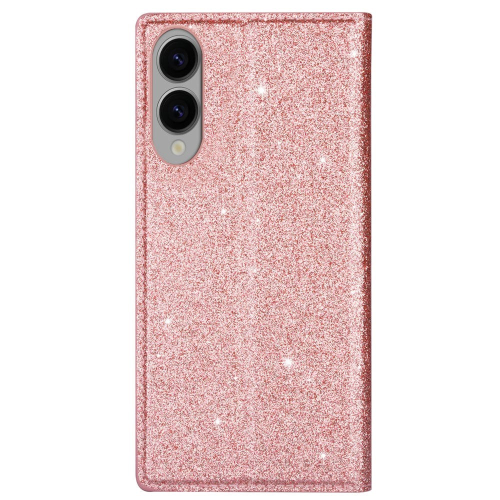 EIDERWOOD Samsung Galaxy S25 Edge Konstläder Flip Fodral med Plånbok - Glitter - Rose Gold