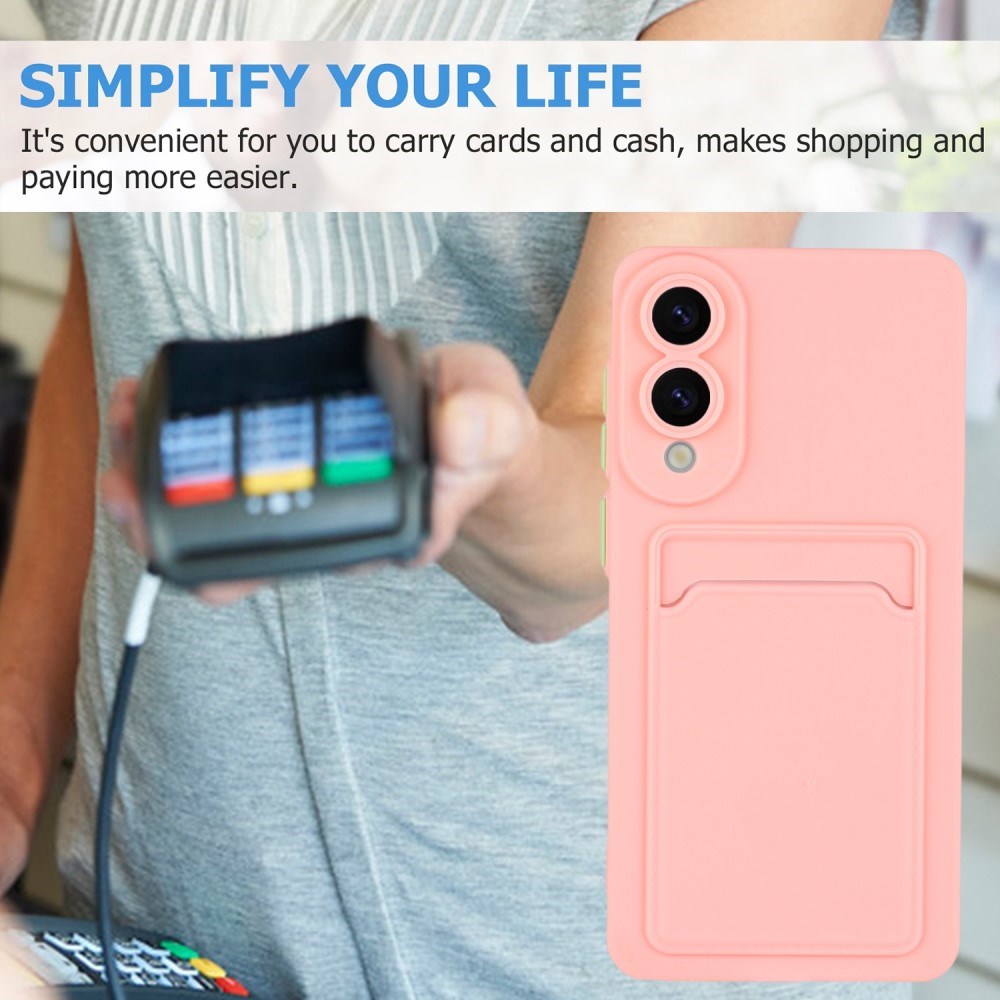 EIDERWOOD Samsung Galaxy S25 Edge Flexibelt Plast Skal med Korthållare - Rosa