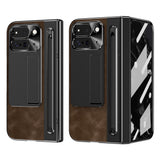 EIDERWOOD Google Pixel 10 Pro Fold Skal med Baksida i Konstläder - Kickstand - Stylushållare - Svart / Brun