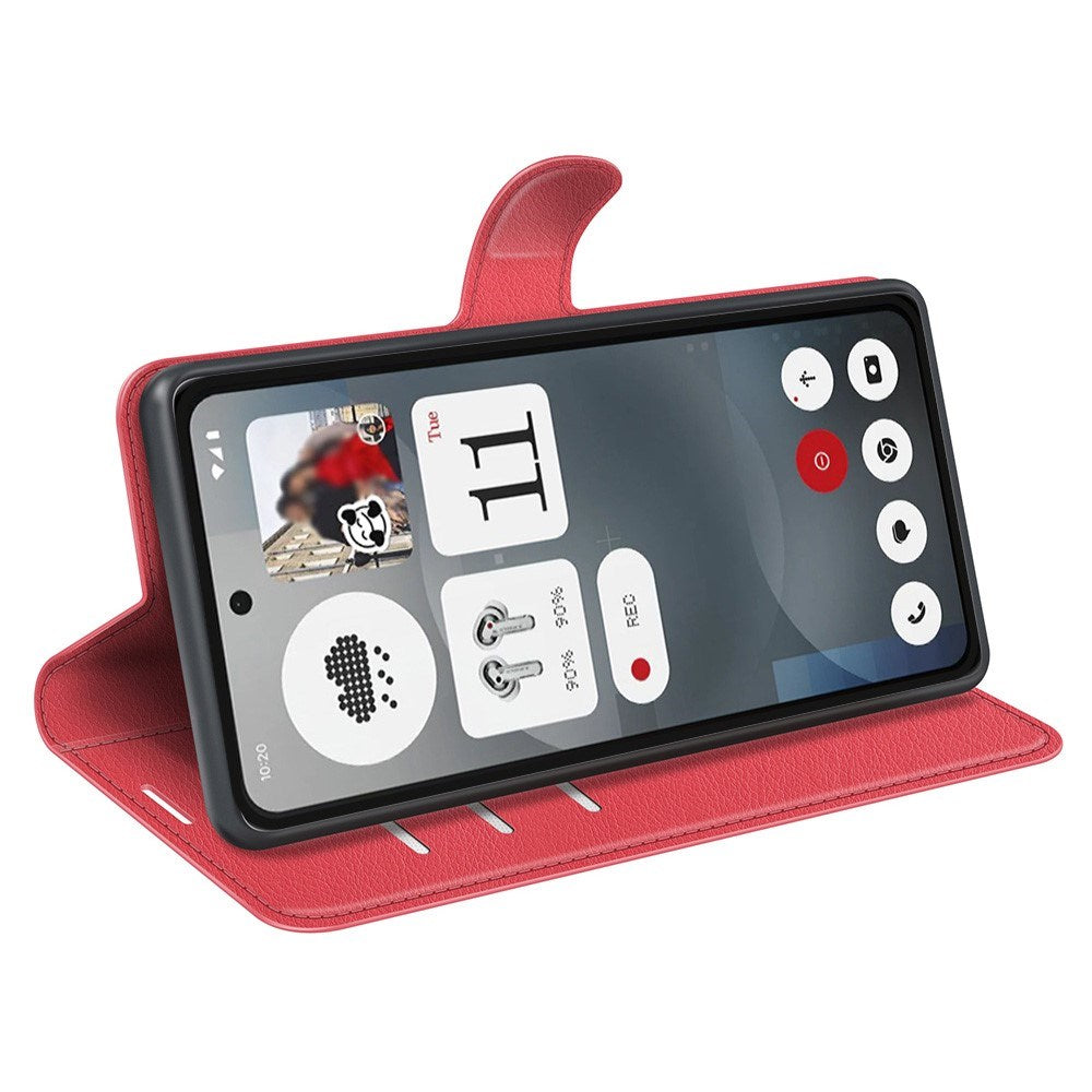 EIDERWOOD Nothing Phone (3a) Konstläder Fodral med Korthållare & Ställfunktion - Röd