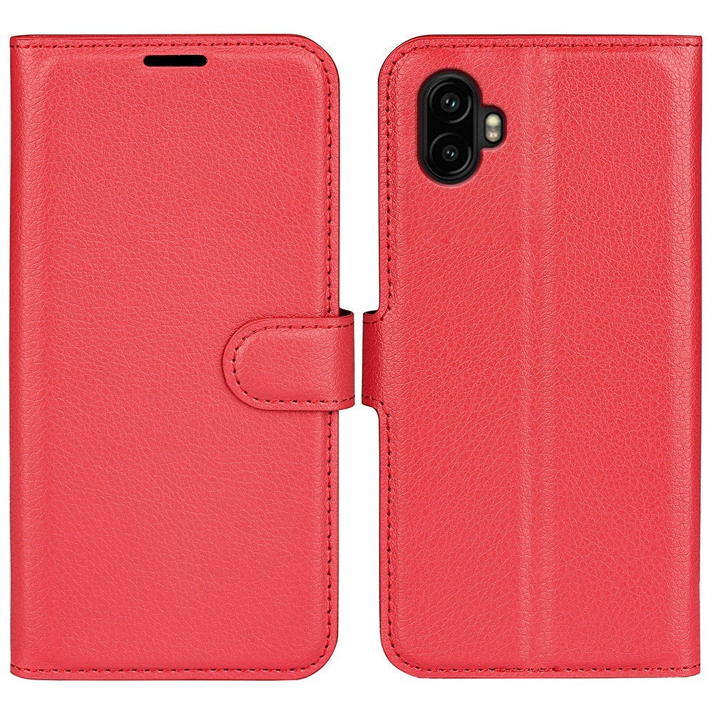 EIDERWOOD Samsung Galaxy Xcover 7 Pro Konstläder Flip Fodral m. Korthållare & Ställfunktion - Röd