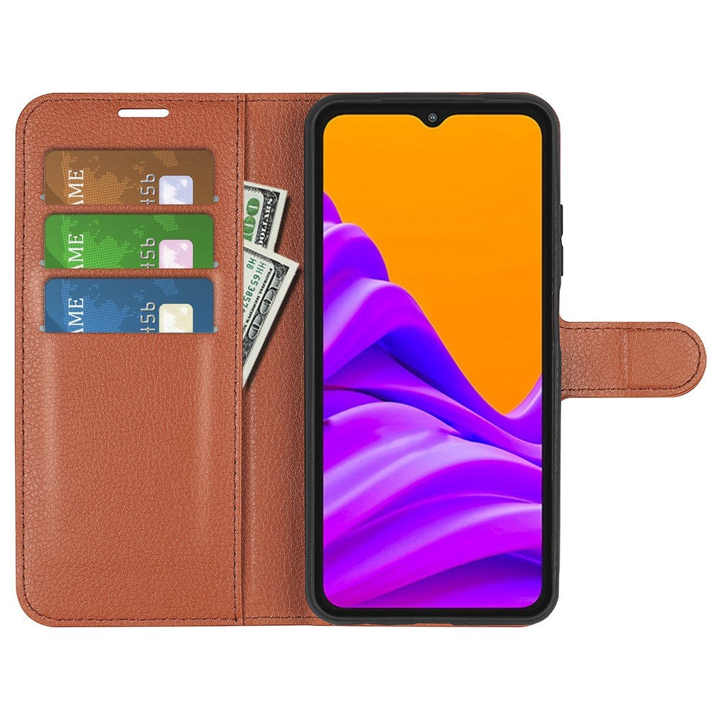 EIDERWOOD Samsung Galaxy Xcover 7 Pro Konstläder Flip Fodral m. Korthållare & Ställfunktion - Brun