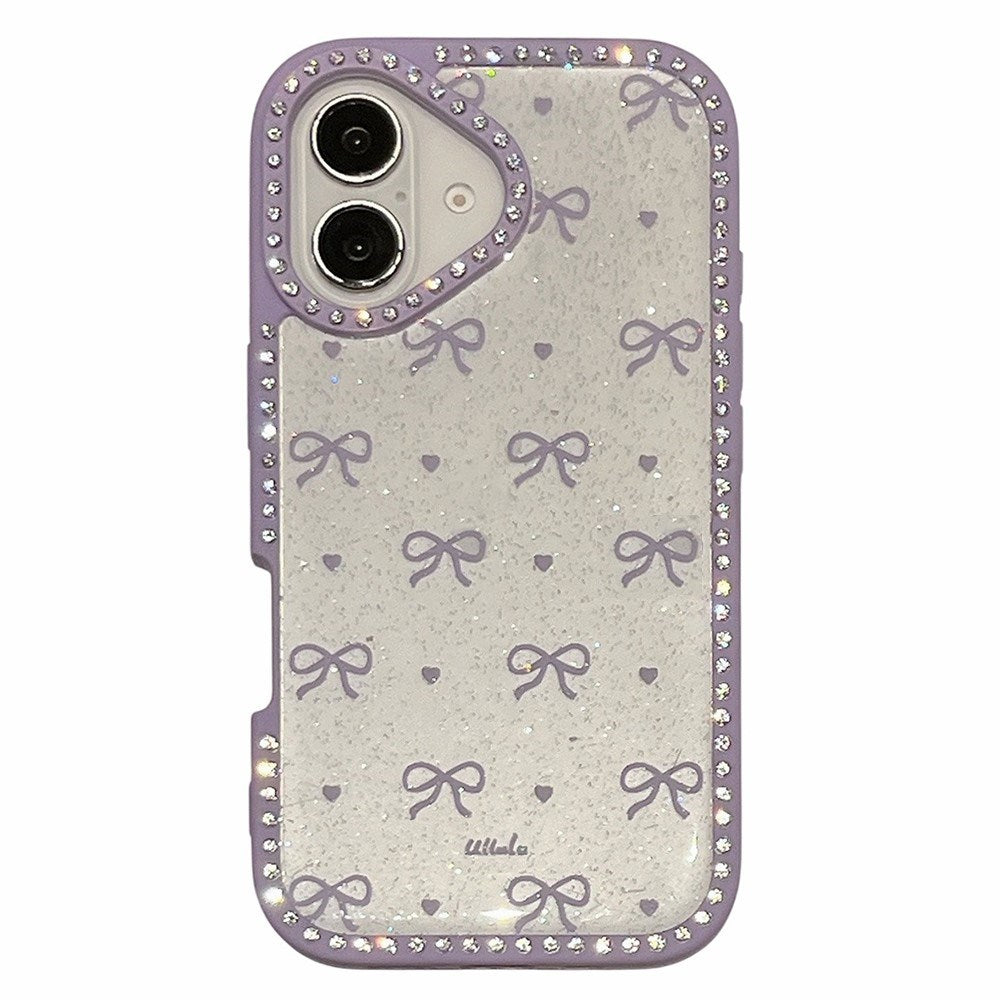EIDERWOOD iPhone 16 Hybrid Skal med Rosetter och Strass - Genomskinlig / Lila